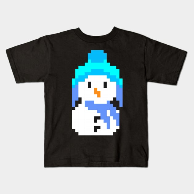 Retro 8 bit snowman Kids T-Shirt by AdiDsgn